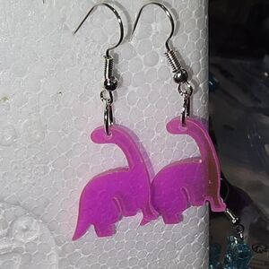 Pink Dinosaur Kids Earrings